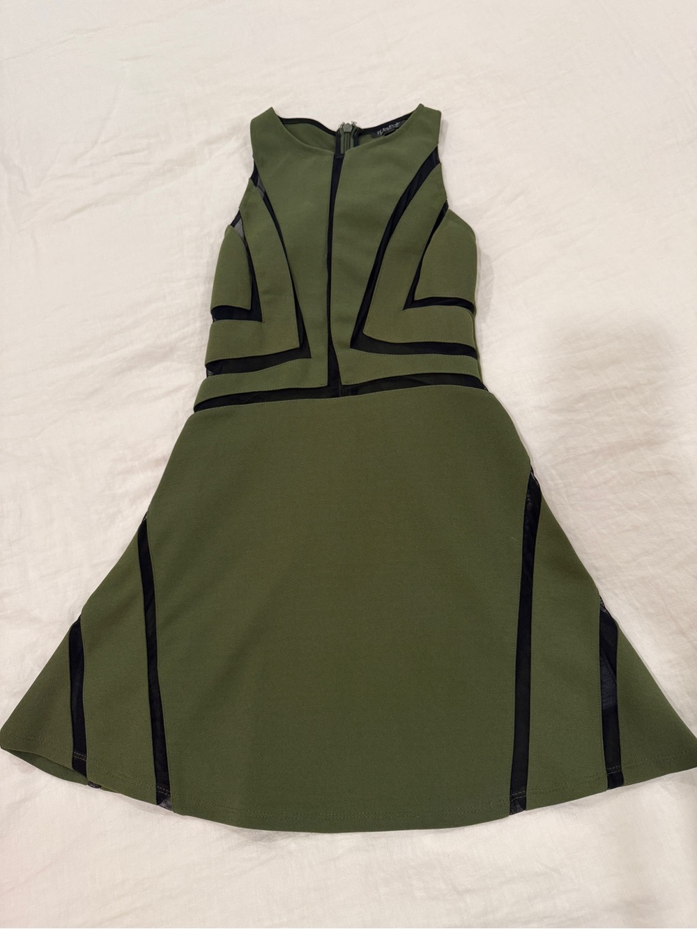 Topshop Olive Green Mini Dress with Black Piping